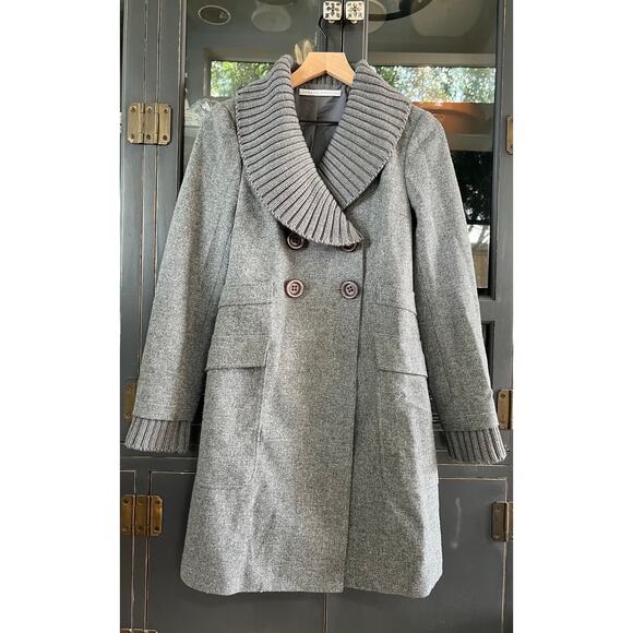 Susana Monaco Double Breasted Long Coat/Jacket - Size 4 - Grey NWOT - Picture 1 of 4